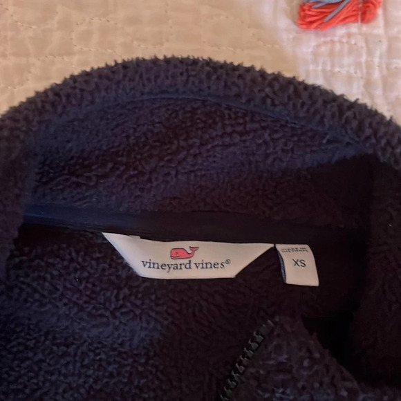 Vineyard Vines Navy Cozy High Pile Sherpa Quarter Zip Jacket XS - Picture 3 of 4